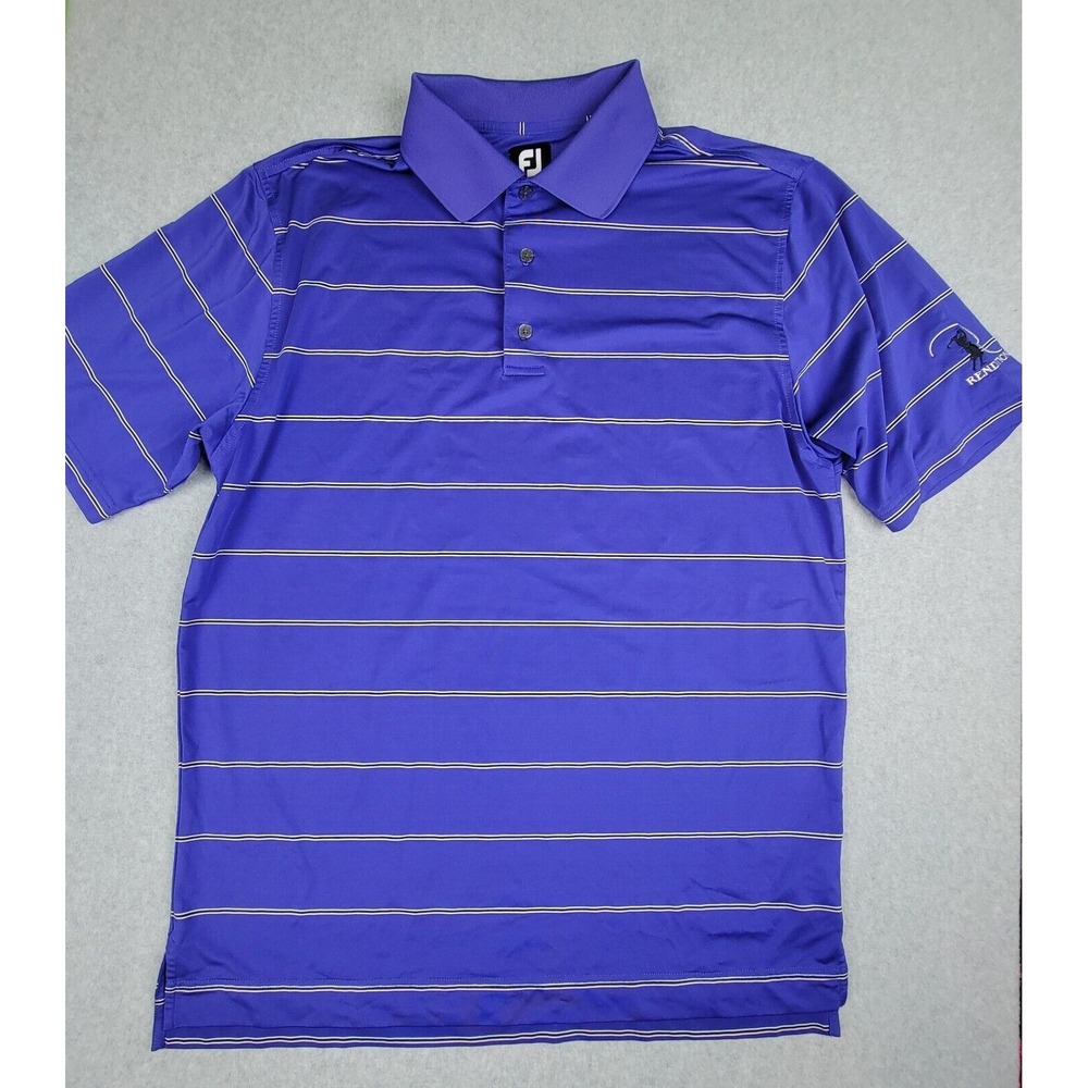 Footjoy Polo Shirt Mens Large Purple Striped Short Sleeve Golf Renditions FJ
